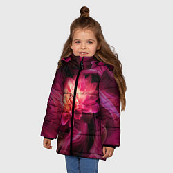 Куртка зимняя для девочки Розовый цветок в огне - нейросеть, цвет: 3D-светло-серый — фото 2