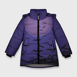 Куртка зимняя для девочки Летучие мыши шабаш, цвет: 3D-светло-серый
