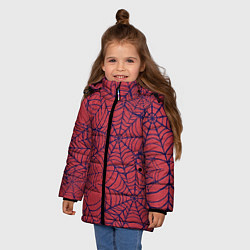 Куртка зимняя для девочки Паутина красно-синий, цвет: 3D-светло-серый — фото 2
