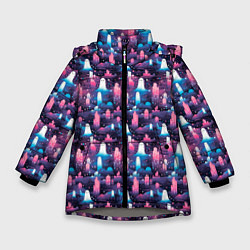 Куртка зимняя для девочки Привидения в облачном городе, цвет: 3D-светло-серый