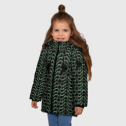 Куртка зимняя для девочки Неоновая кибер-кольчуга зелёная, цвет: 3D-светло-серый — фото 2