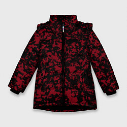 Куртка зимняя для девочки Красно-чёрная пятнистая текстура, цвет: 3D-черный
