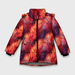 Зимняя куртка для девочки Красный мех паттерн
