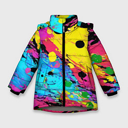 Куртка зимняя для девочки Цветная абстракция - живопись, цвет: 3D-светло-серый