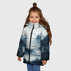 Куртка зимняя для девочки Утренние горы, цвет: 3D-красный — фото 2