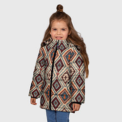 Куртка зимняя для девочки Ковёр этнические узоры, цвет: 3D-светло-серый — фото 2