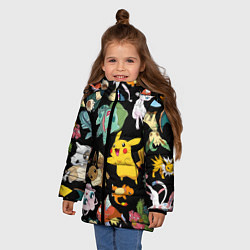 Куртка зимняя для девочки Пикачу и другие покемоны, цвет: 3D-черный — фото 2