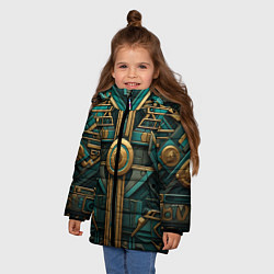 Куртка зимняя для девочки Орнамент в египетском стиле, цвет: 3D-черный — фото 2