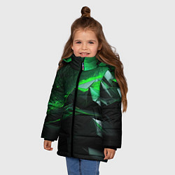Куртка зимняя для девочки Green abstract geometry, цвет: 3D-черный — фото 2