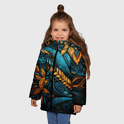 Куртка зимняя для девочки Узор с растительными элементами, цвет: 3D-светло-серый — фото 2
