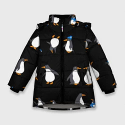 Куртка зимняя для девочки Веселая семья пингвинов, цвет: 3D-светло-серый