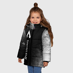 Куртка зимняя для девочки Apex Legends glitch на темном фоне по-вертикали, цвет: 3D-черный — фото 2