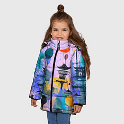 Куртка зимняя для девочки Фантазийный японский паттерн, цвет: 3D-светло-серый — фото 2