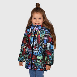 Куртка зимняя для девочки Череп клоун паттерн, цвет: 3D-черный — фото 2