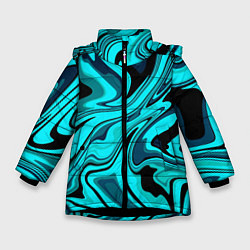 Куртка зимняя для девочки Абстракция плазма бирюзовый, цвет: 3D-черный