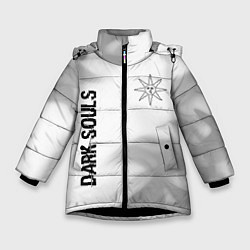 Куртка зимняя для девочки Dark Souls glitch на светлом фоне вертикально, цвет: 3D-черный