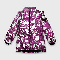 Куртка зимняя для девочки Абстракция - круги на пурпурном, цвет: 3D-черный