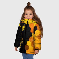 Куртка зимняя для девочки Cyberpunk 2077 - gold gradient по-вертикали, цвет: 3D-черный — фото 2