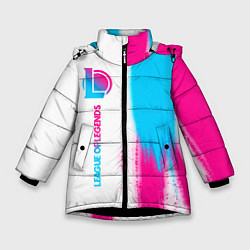 Зимняя куртка для девочки League of Legends neon gradient style по-вертикали