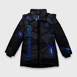 Куртка зимняя для девочки Mercedes - плиты с эффектом свечения, цвет: 3D-черный