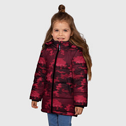 Куртка зимняя для девочки Красно-бордовый паттерн, цвет: 3D-черный — фото 2