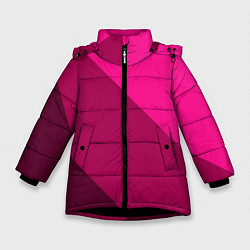 Куртка зимняя для девочки Широкие розовые полосы, цвет: 3D-черный