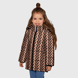 Куртка зимняя для девочки Мелкая плетёнка сцепленных рук, цвет: 3D-черный — фото 2