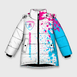 Зимняя куртка для девочки Lamborghini neon gradient style по-вертикали