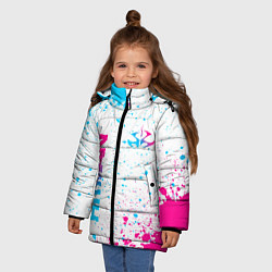 Куртка зимняя для девочки Hitman neon gradient style вертикально, цвет: 3D-черный — фото 2