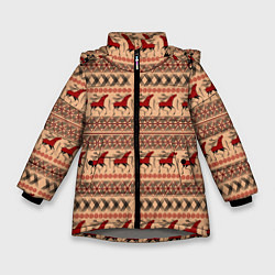 Куртка зимняя для девочки Мезенские олени, цвет: 3D-светло-серый