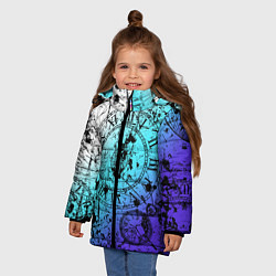 Куртка зимняя для девочки Часы время градиент, цвет: 3D-черный — фото 2