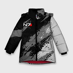 Куртка зимняя для девочки N7 - mass effect monochrome, цвет: 3D-красный