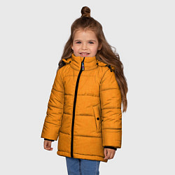 Куртка зимняя для девочки Жёлто-оранжевый текстура однотонный, цвет: 3D-черный — фото 2