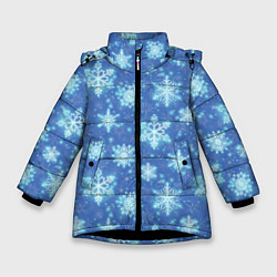 Куртка зимняя для девочки Pattern with bright snowflakes, цвет: 3D-черный