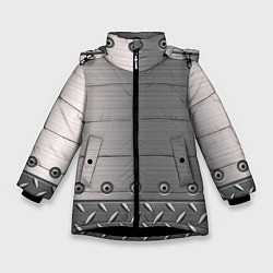 Куртка зимняя для девочки Стальные листы, цвет: 3D-черный