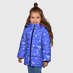Куртка зимняя для девочки Синий рождественский принт с оленями, цвет: 3D-светло-серый — фото 2