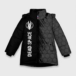 Зимняя куртка для девочки Dead Space glitch на темном фоне по-вертикали