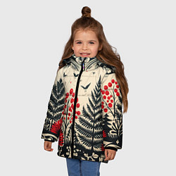 Куртка зимняя для девочки Новогодние деревья и узоры, цвет: 3D-светло-серый — фото 2