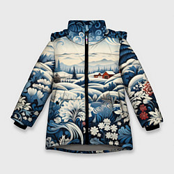 Куртка зимняя для девочки Зимний лес новогодний узор, цвет: 3D-светло-серый