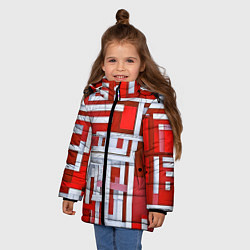 Куртка зимняя для девочки Полосы на красном фоне, цвет: 3D-красный — фото 2