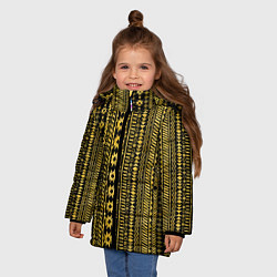Куртка зимняя для девочки Африканские узоры жёлтый на чёрном, цвет: 3D-красный — фото 2