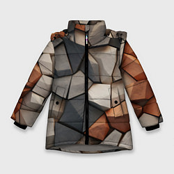 Куртка зимняя для девочки Серые камни, цвет: 3D-светло-серый