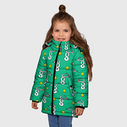 Куртка зимняя для девочки Рождественская санта змея, цвет: 3D-черный — фото 2