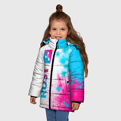 Куртка зимняя для девочки Rust neon gradient style по-вертикали, цвет: 3D-черный — фото 2
