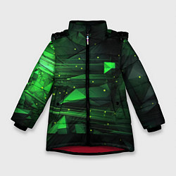 Куртка зимняя для девочки Преобразования зеленого в абстракции, цвет: 3D-красный
