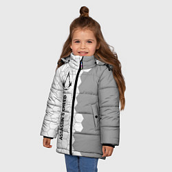 Куртка зимняя для девочки Assassins Creed glitch на светлом фоне по-вертикал, цвет: 3D-черный — фото 2