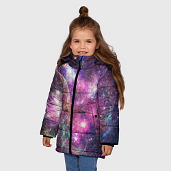 Куртка зимняя для девочки Пурпурные космические туманности со звездами, цвет: 3D-красный — фото 2