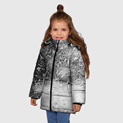 Куртка зимняя для девочки Серый лёд и снежинки, цвет: 3D-светло-серый — фото 2