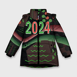 Куртка зимняя для девочки 2024 абстрактный фон, цвет: 3D-черный