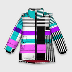 Куртка зимняя для девочки Геометрический узор в стиле пэчворк, цвет: 3D-красный
